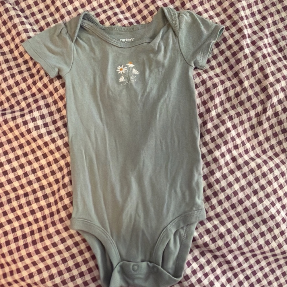 Carter's Teal Bodysuit with Floral Embroidery